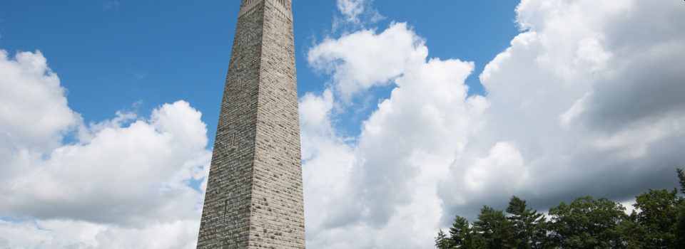 Bennington Monument with clouds in background