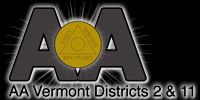 Logo of AA with Vermont Districts 2 and 11 written below it