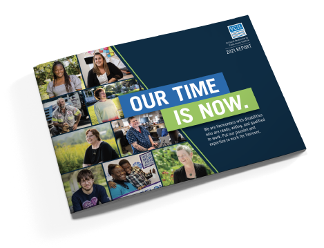 A photo of the Our Time is Now report booklet.